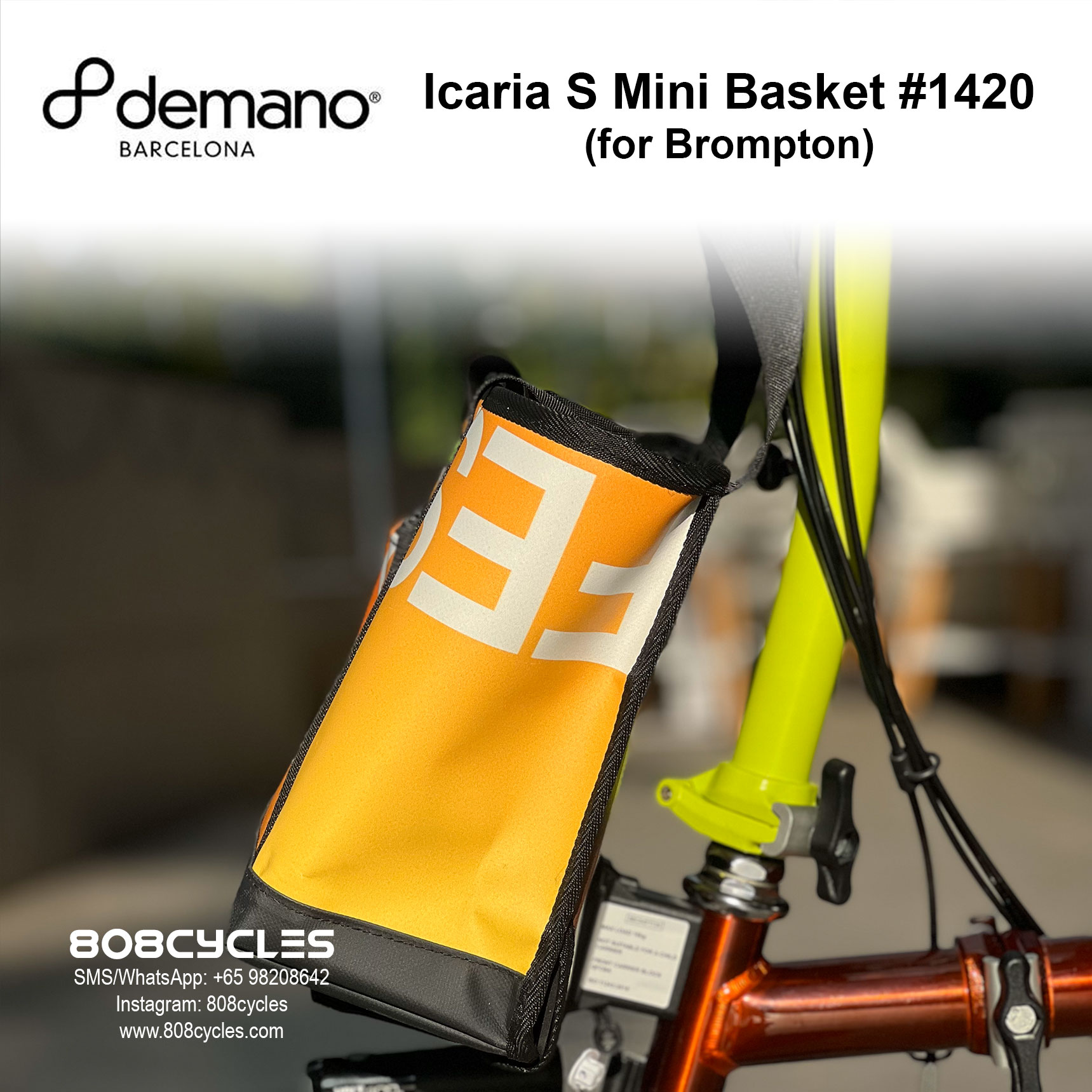 Demano Icaria S (#1420) Mini Front Basket Bag for Brompton - Image 3