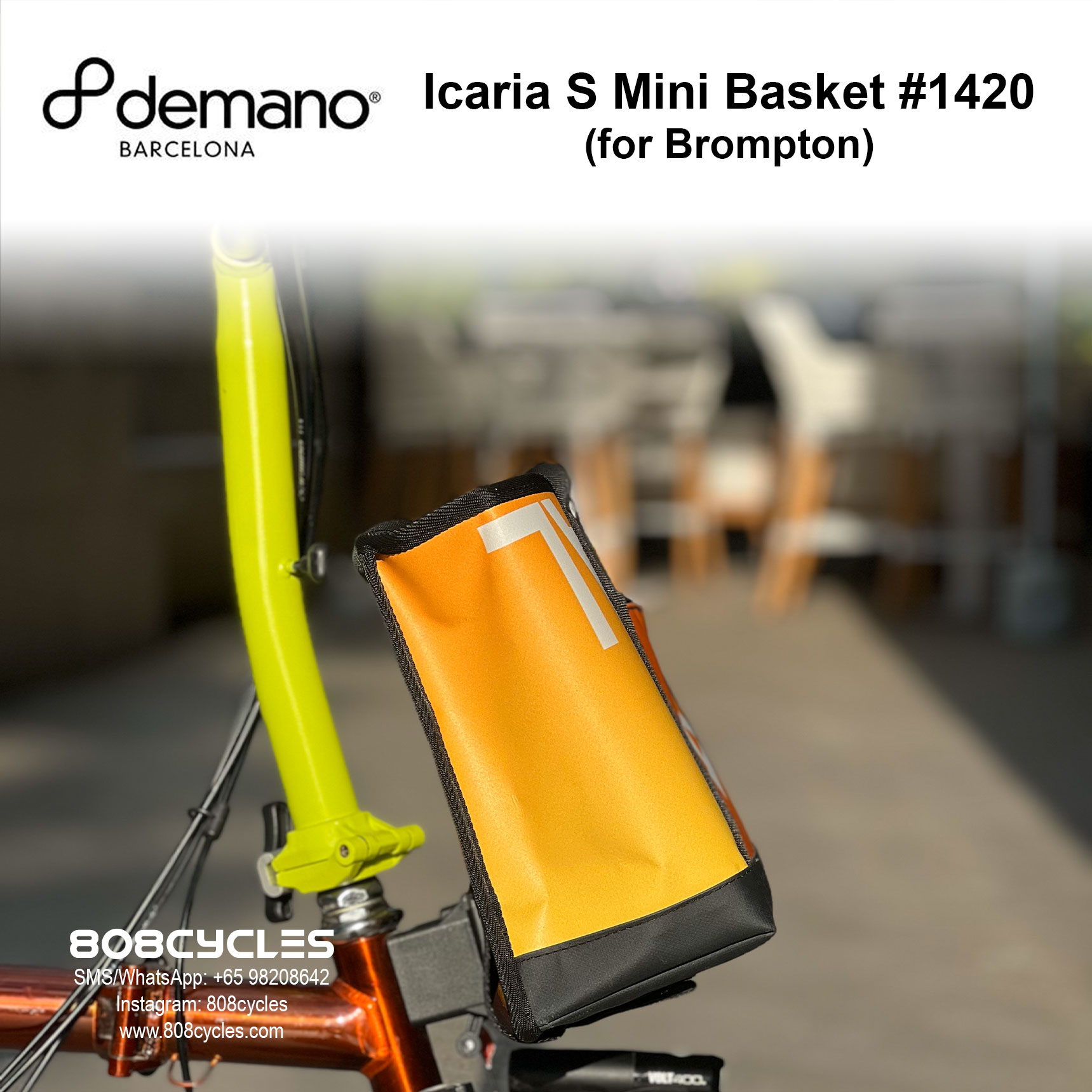 Demano Icaria S (#1420) Mini Front Basket Bag for Brompton - Image 4