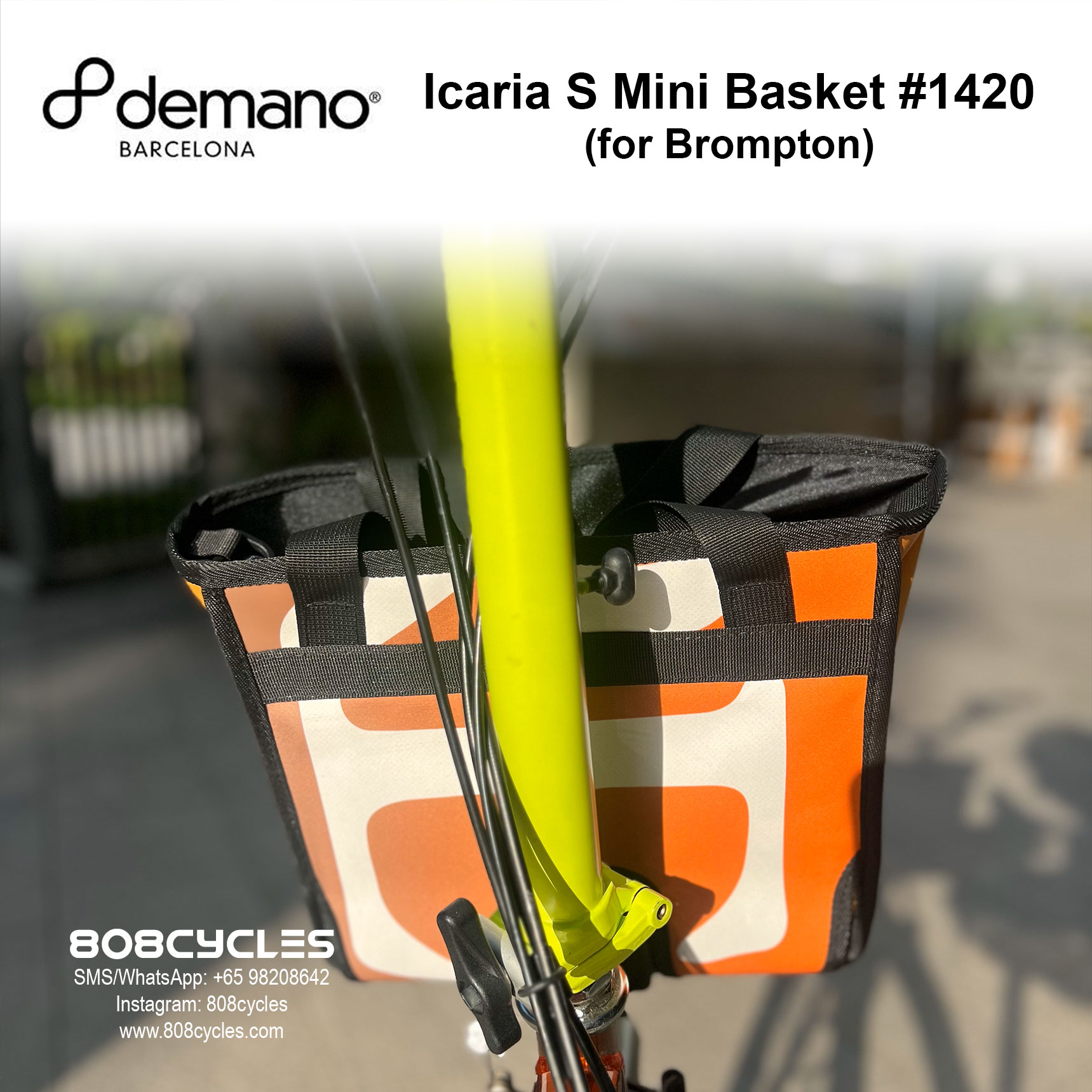 Demano Icaria S (#1420) Mini Front Basket Bag for Brompton - Image 5