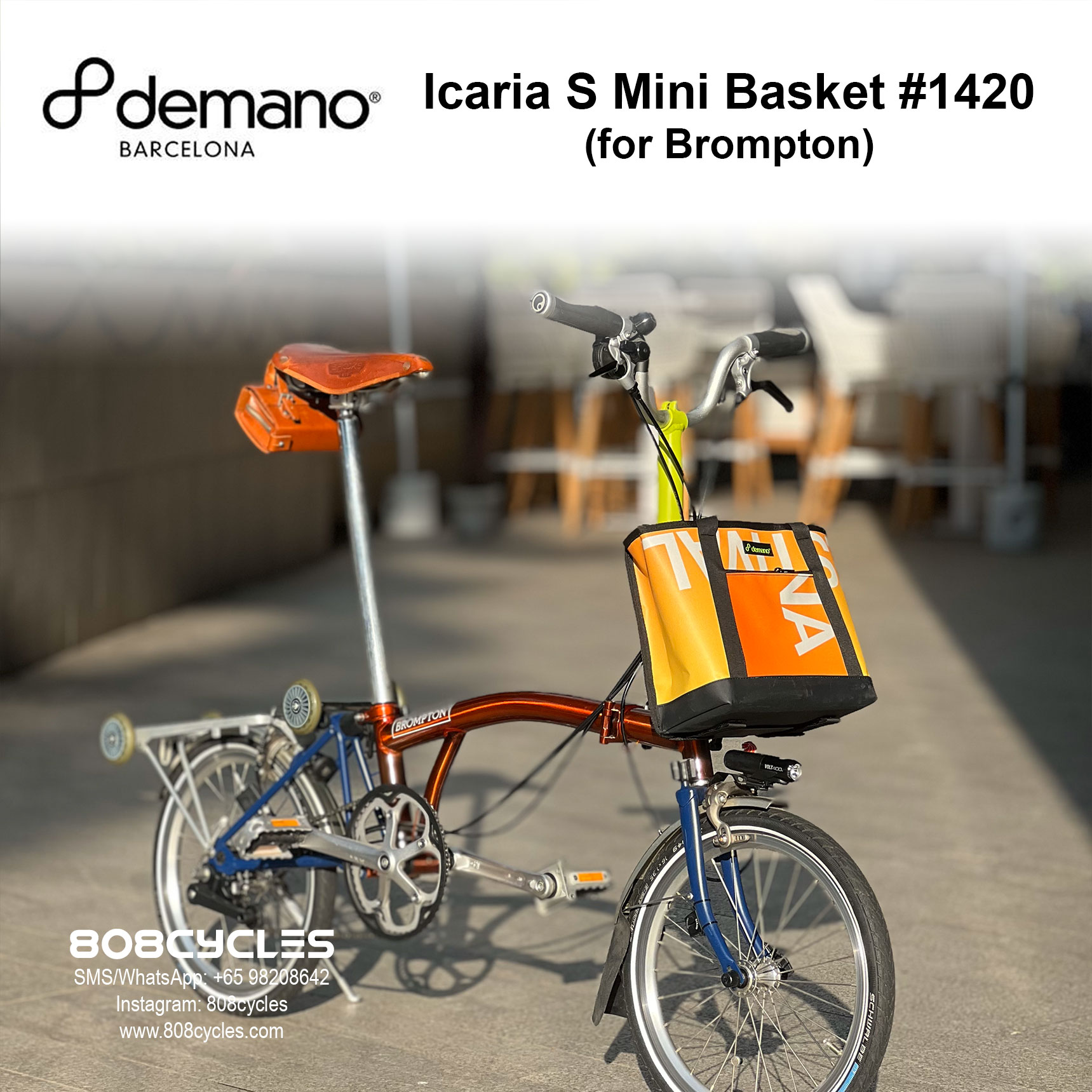Demano Icaria S (#1420) Mini Front Basket Bag for Brompton - Image 6
