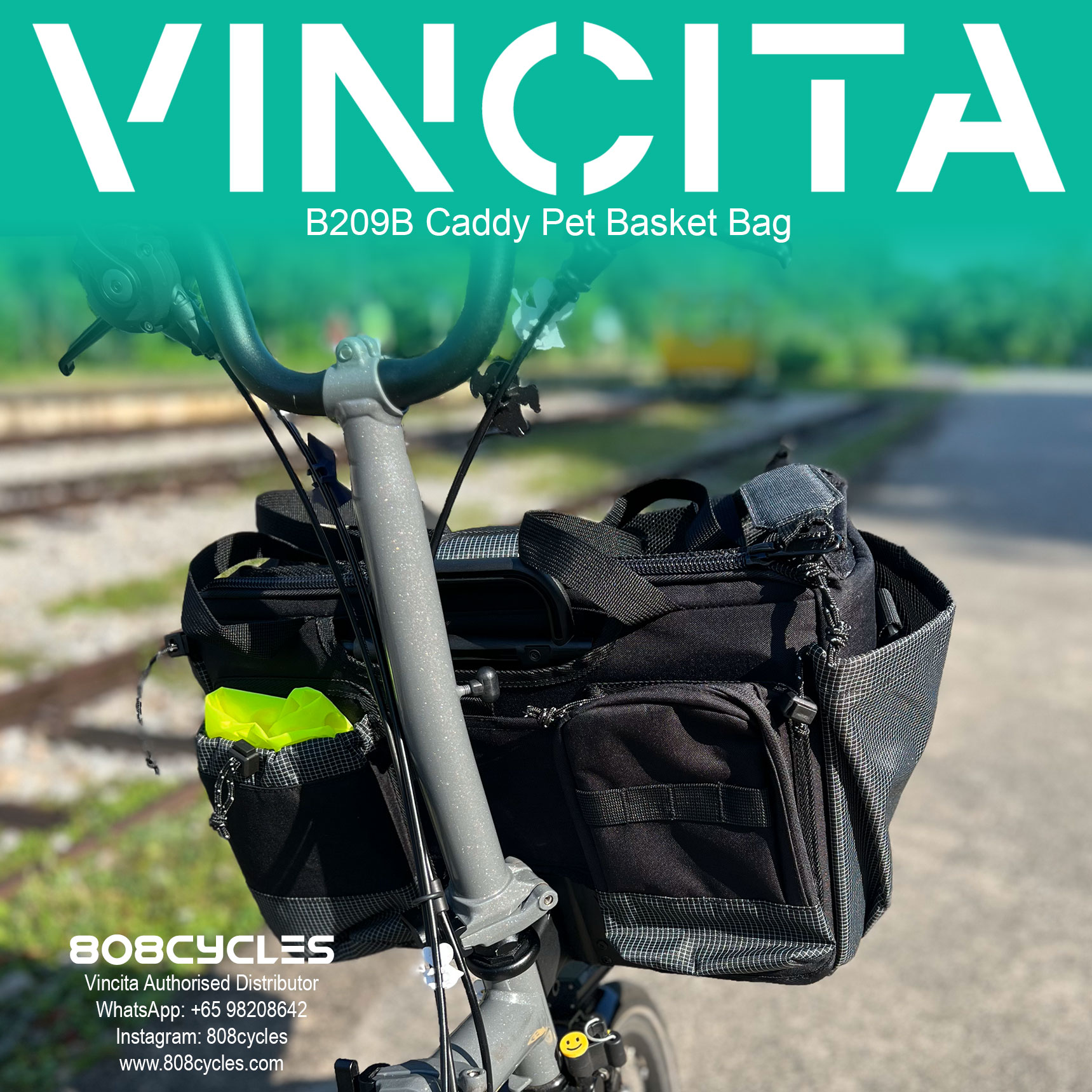 Vincita B209B Caddy 28L Dog Basket Bag for Brompton - Image 8
