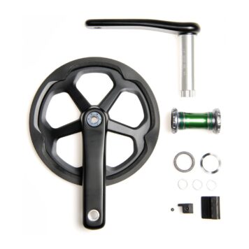 Brompton Superlight Carbon Crankset 56T Black Q102704 with bottom bracket and fitting components