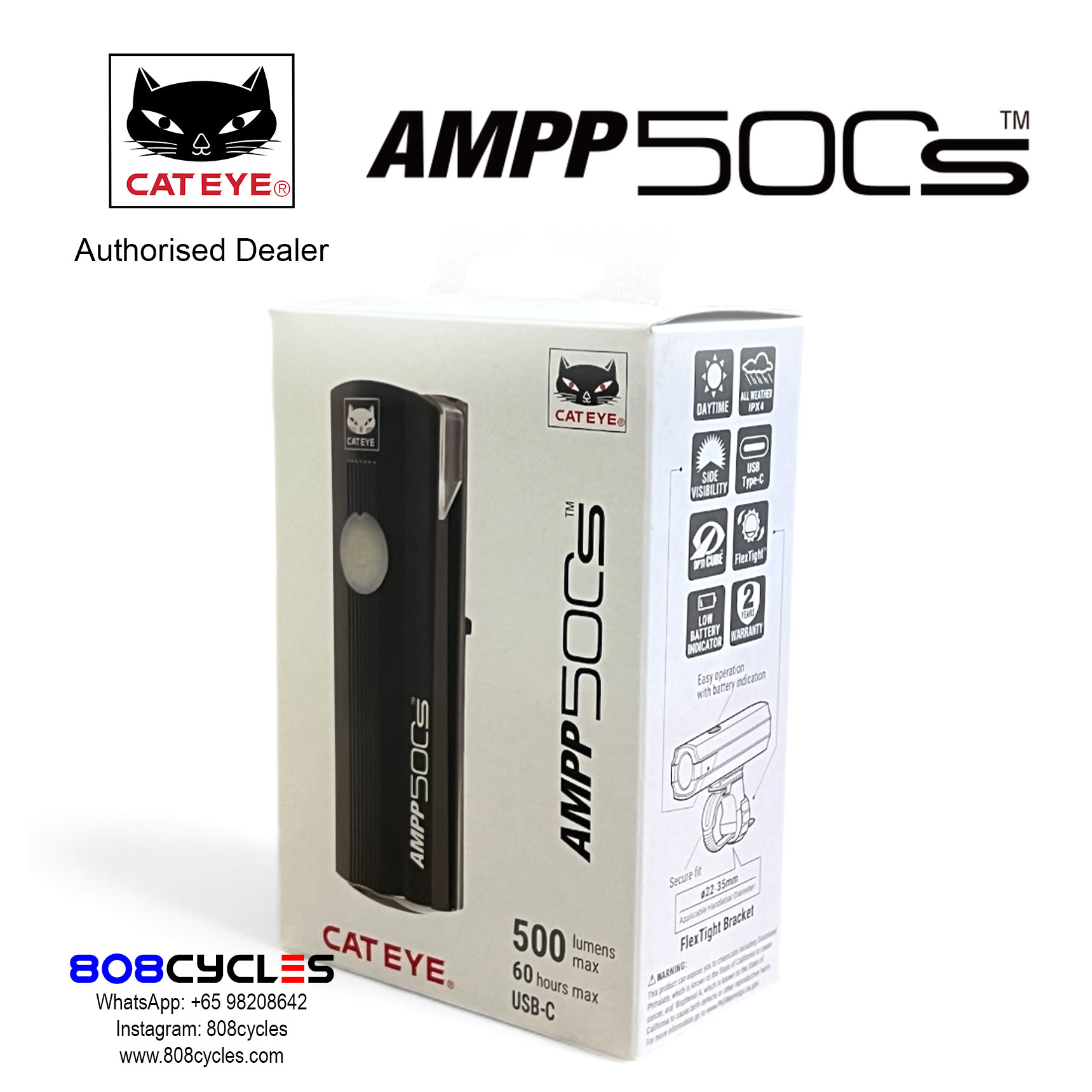Cateye AMPP500S Rechargeable Headlight - Image 2