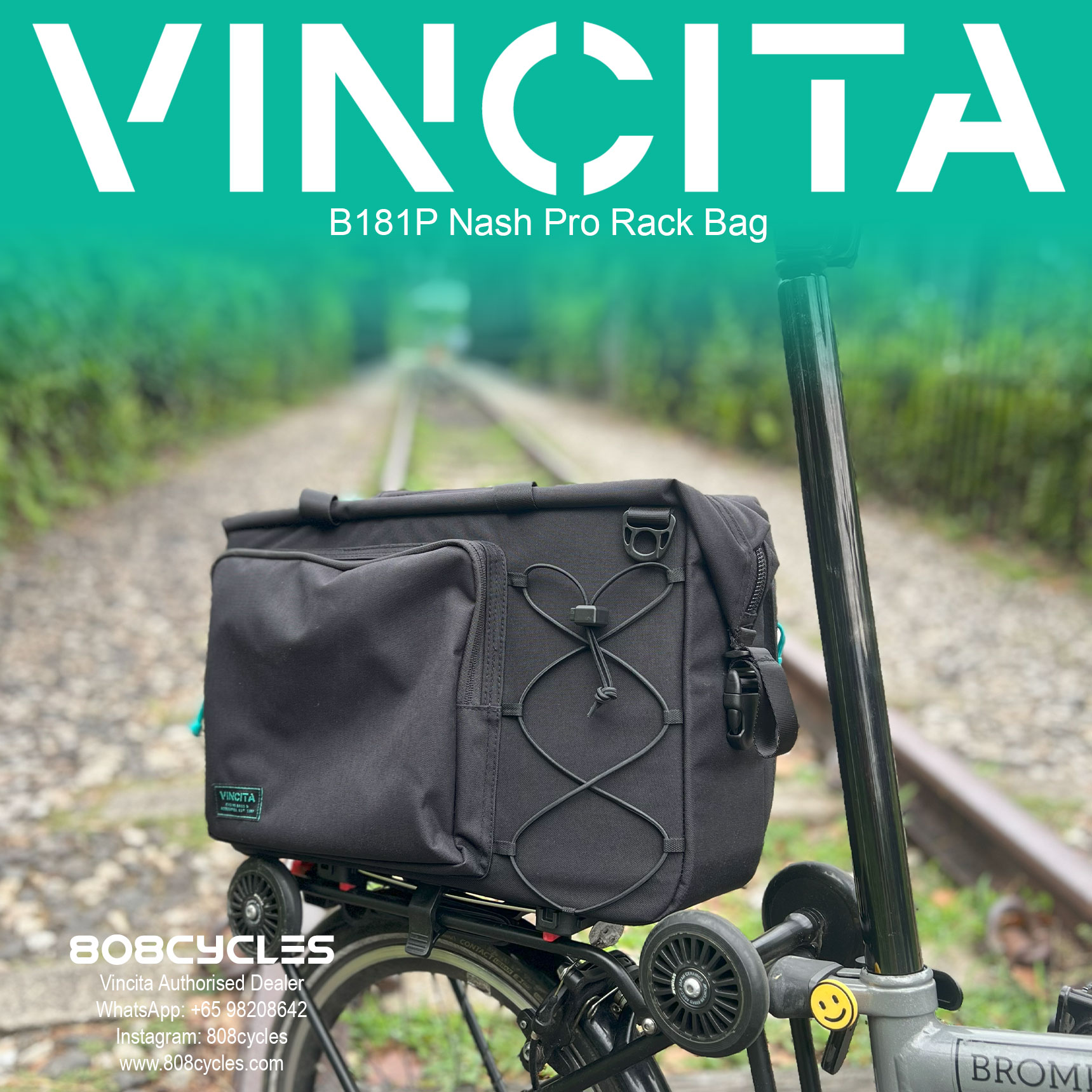 Vincita B181P Nash Pro 18.5L Rear Rack Bag for Brompton - Image 2