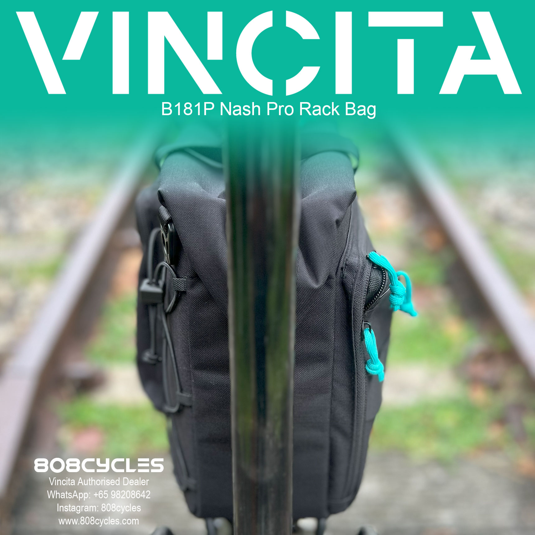 Vincita B181P Nash Pro 18.5L Rear Rack Bag for Brompton - Image 3