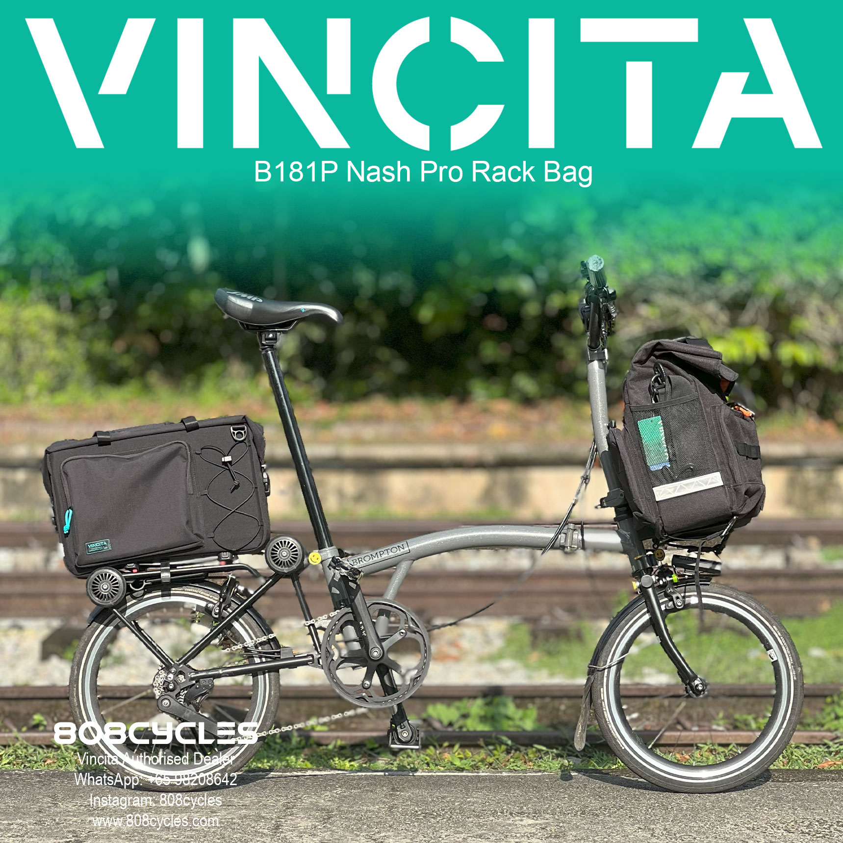 Vincita B181P Nash Pro 18.5L Rear Rack Bag for Brompton - Image 7