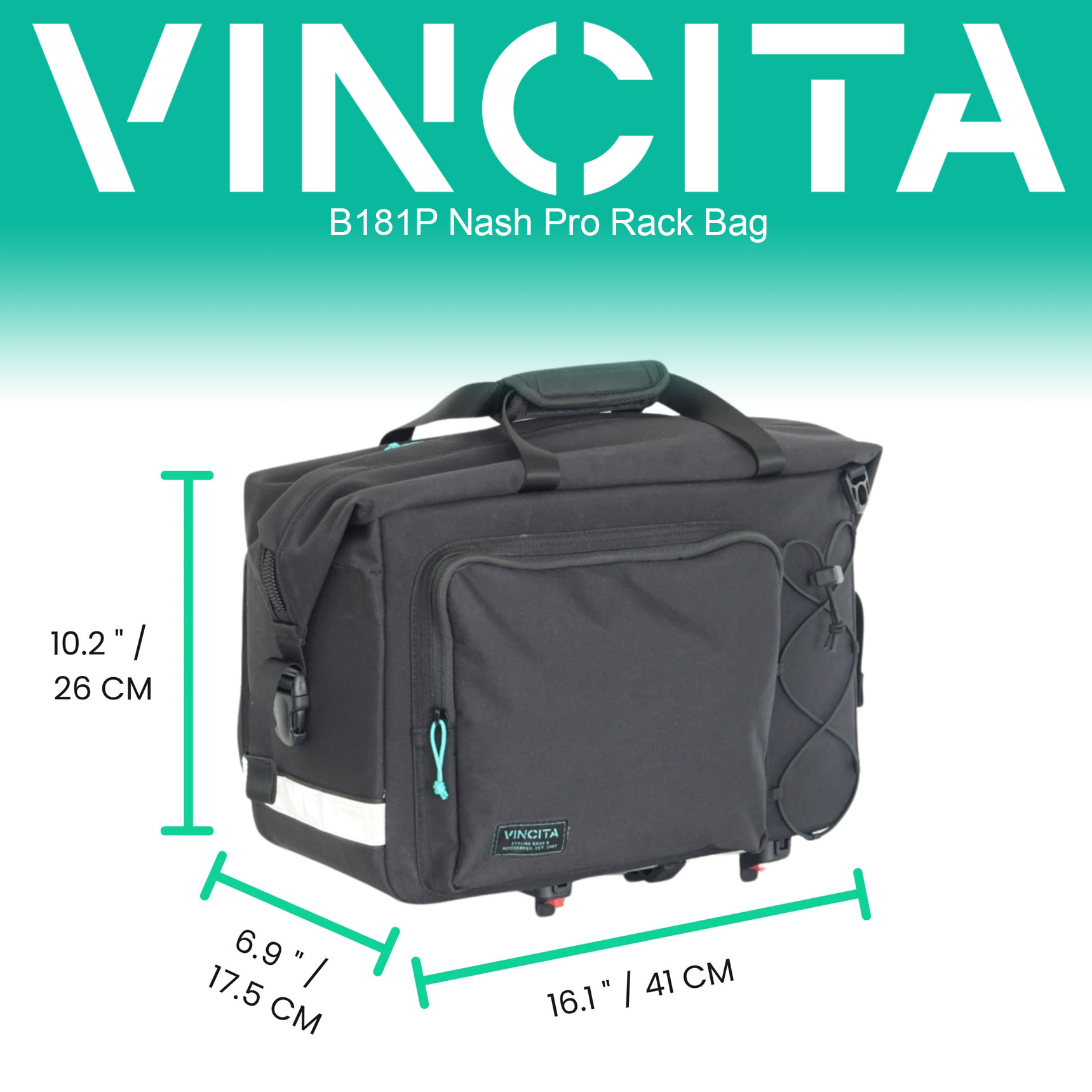 Vincita B181P Nash Pro 18.5L Rear Rack Bag for Brompton - Image 9