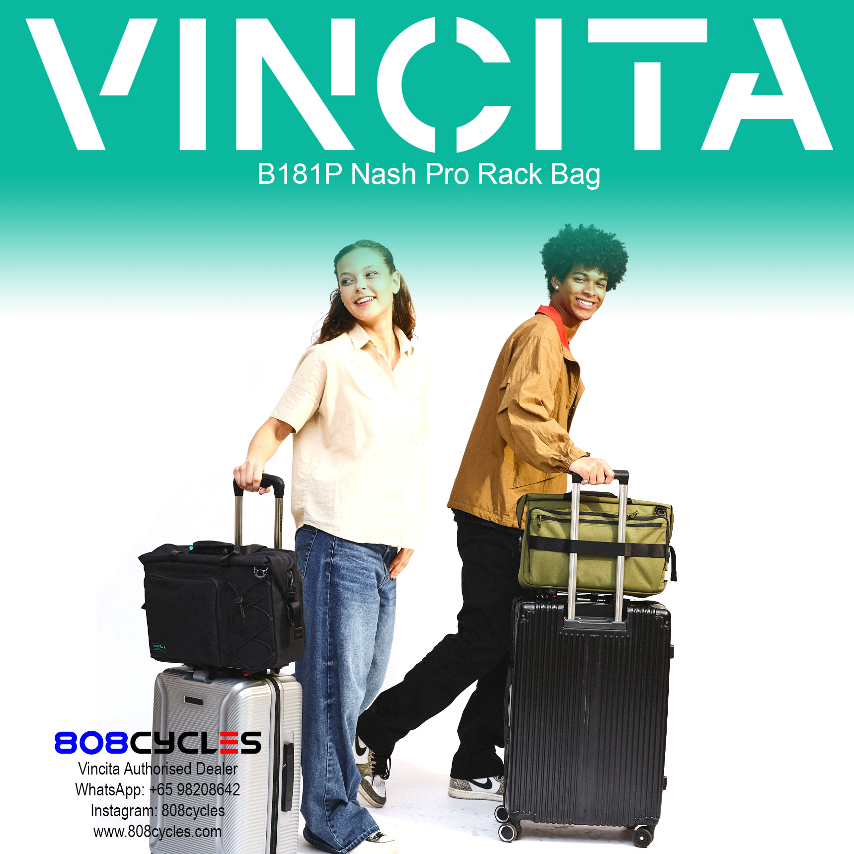 Vincita B181P Nash Pro 18.5L Rear Rack Bag for Brompton - Image 13