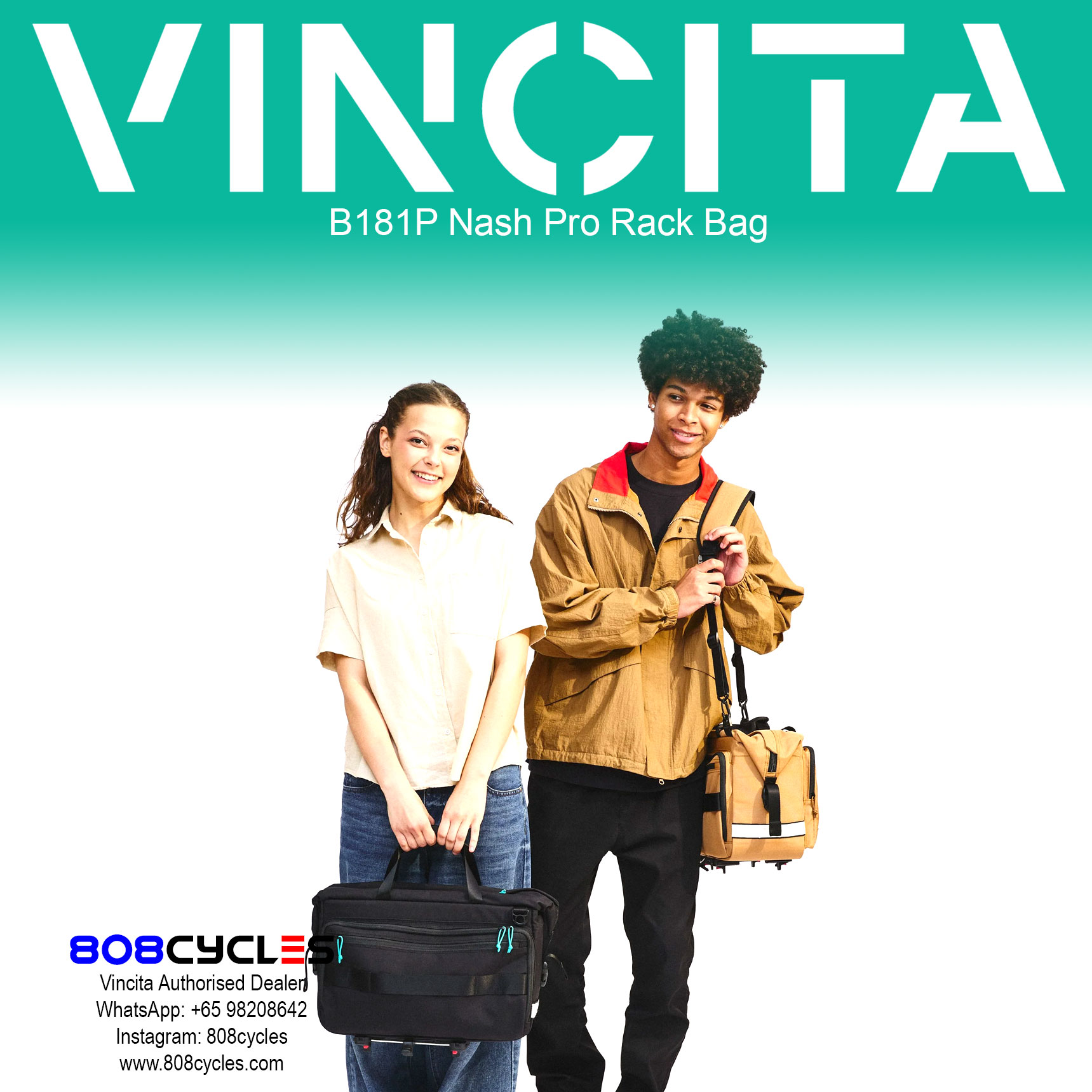 Vincita B181P Nash Pro 18.5L Rear Rack Bag for Brompton - Image 14