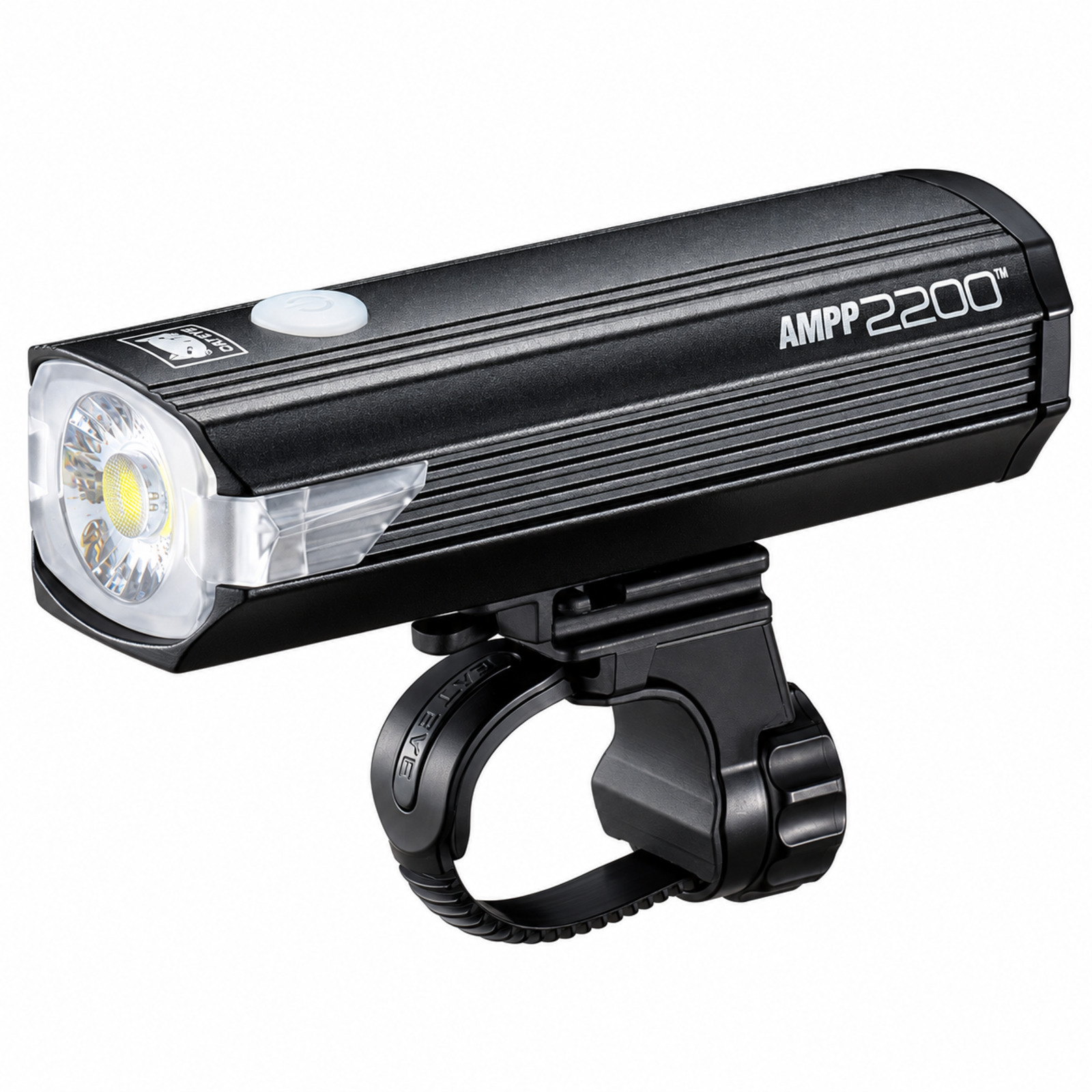 Cateye AMPP2200 USB-C rechargeable bicycle headlight on white background