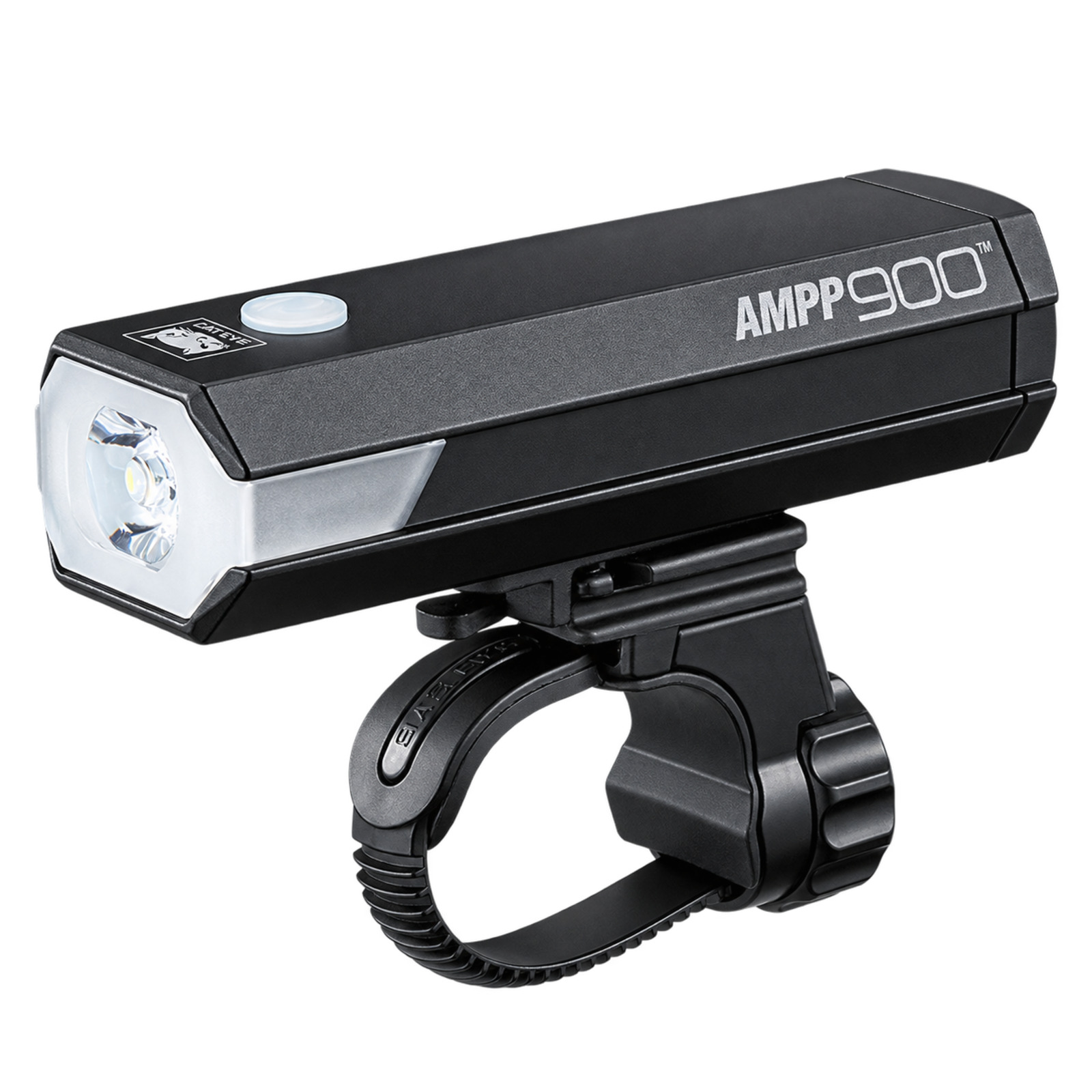 Cateye AMPP900 USB-C rechargeable bicycle headlight on white background