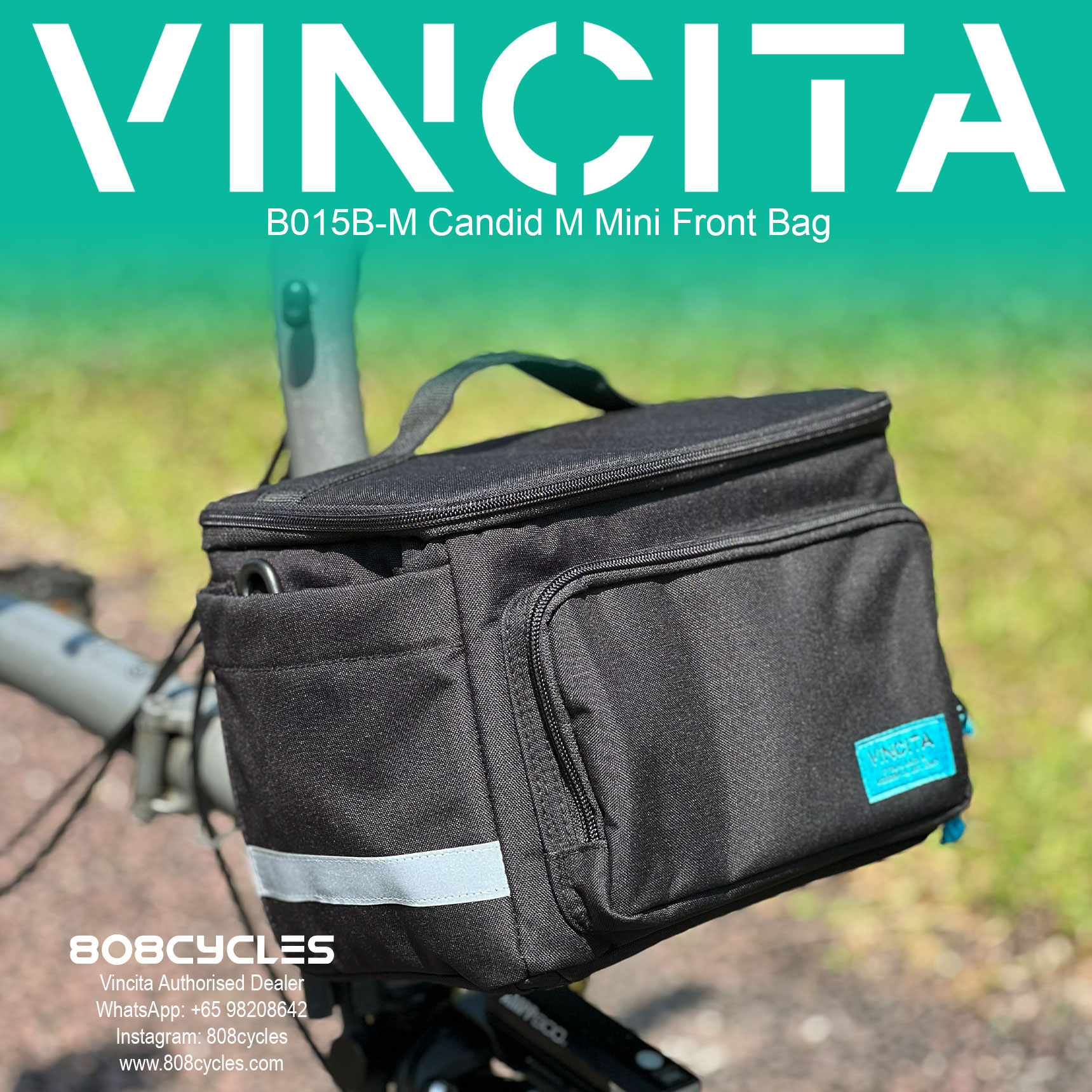 Vincita B015B-M Candid M 5.5L Front Bag for Brompton - Image 2