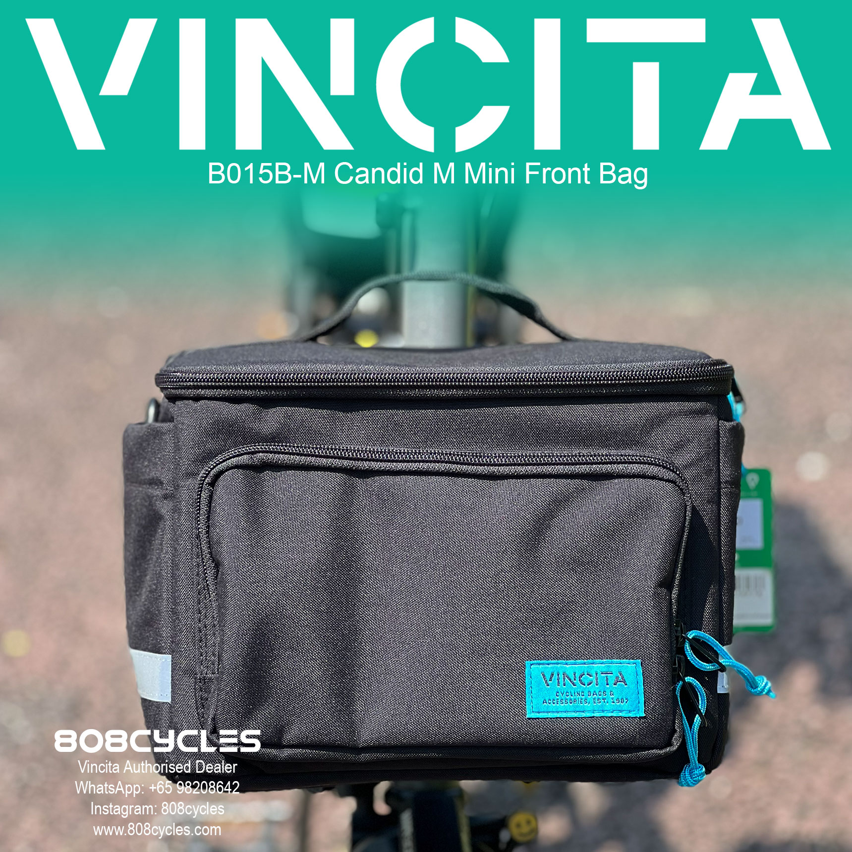 Vincita B015B-M Candid M 5.5L Front Bag for Brompton - Image 3