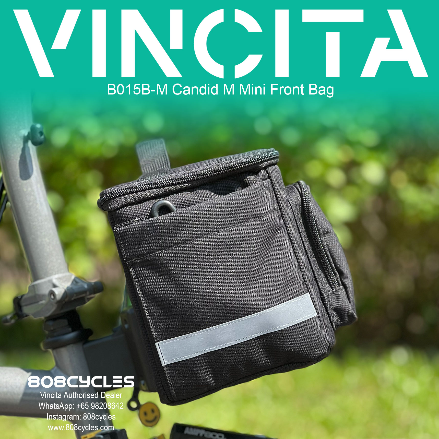 Vincita B015B-M Candid M 5.5L Front Bag for Brompton - Image 4