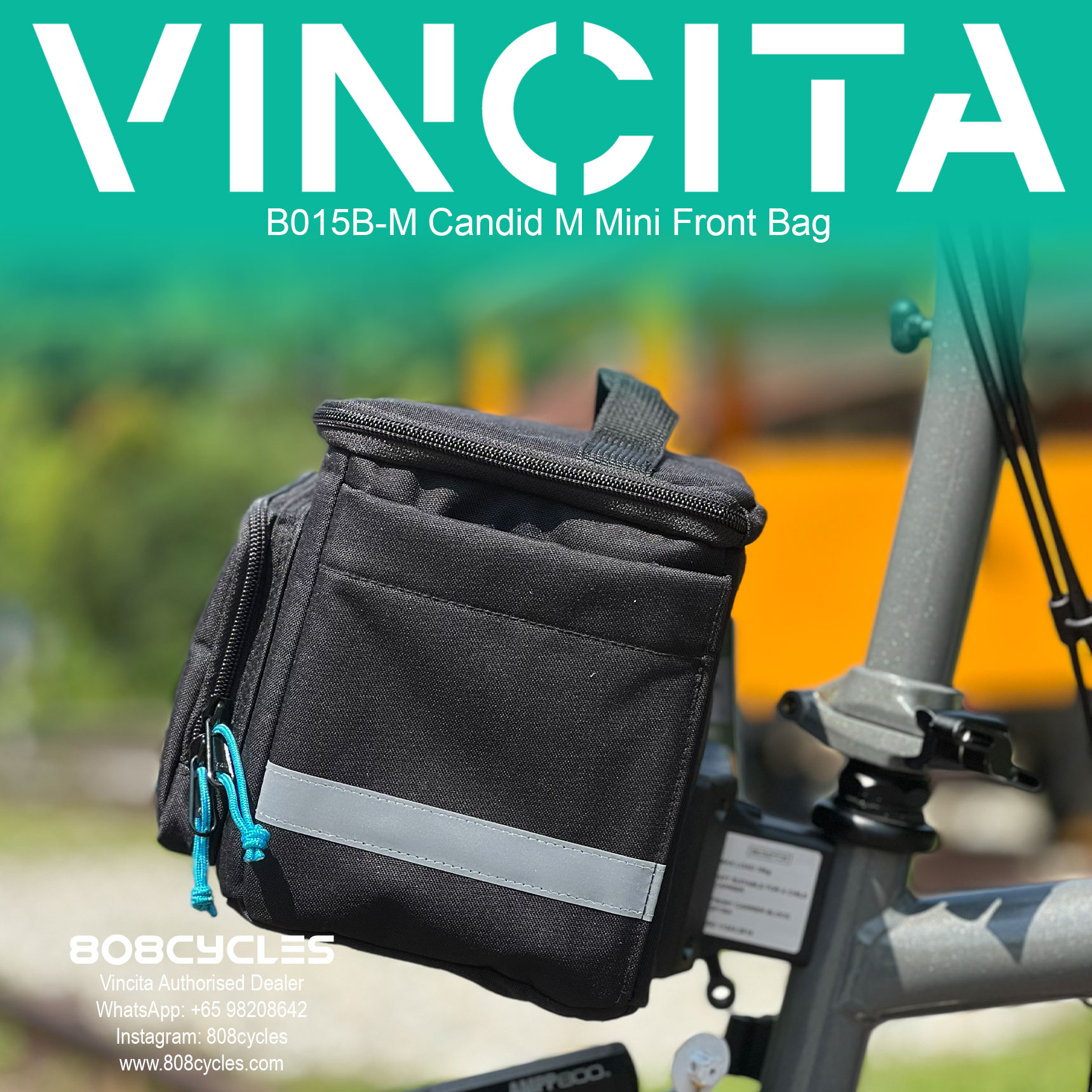 Vincita B015B-M Candid M 5.5L Front Bag for Brompton - Image 5