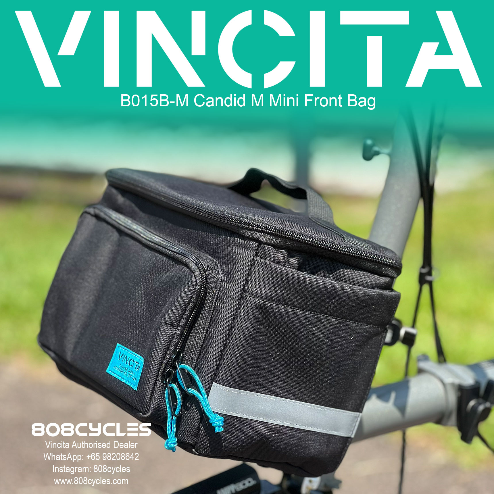 Vincita B015B-M Candid M 5.5L Front Bag for Brompton