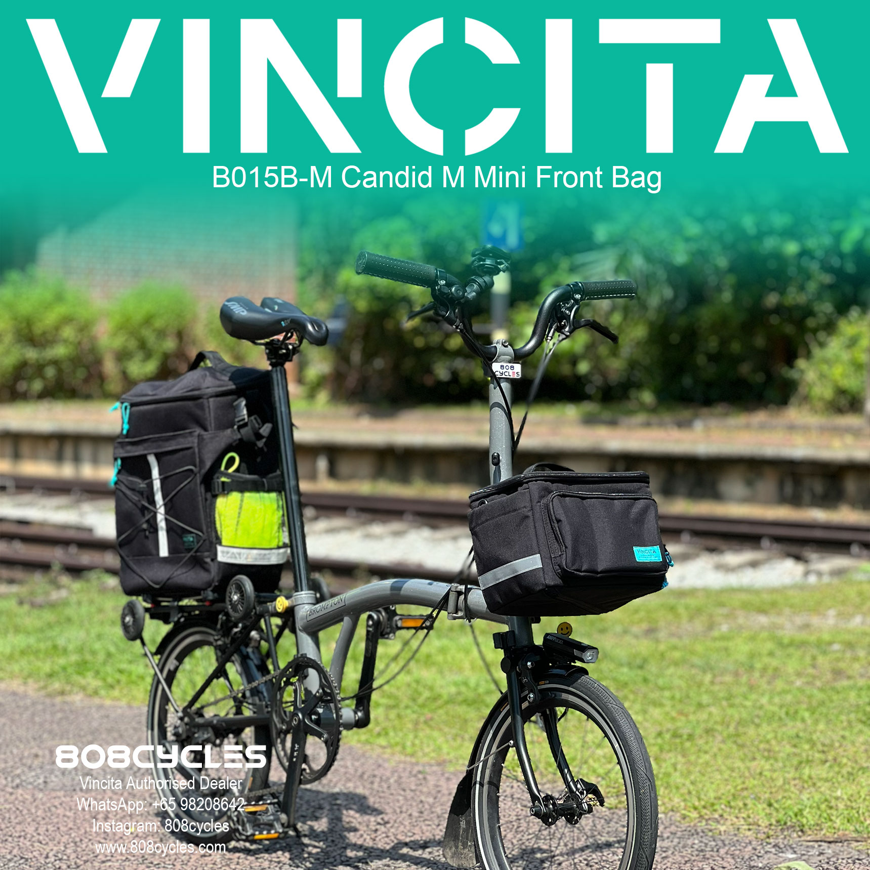 Vincita B015B-M Candid M 5.5L Front Bag for Brompton - Image 8