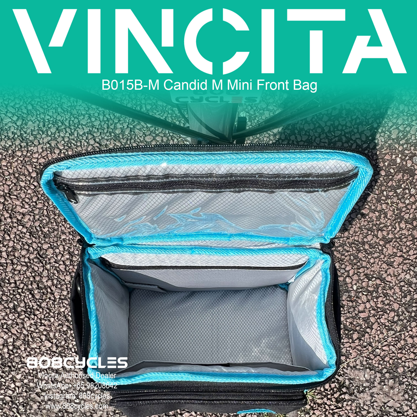 Vincita B015B-M Candid M 5.5L Front Bag for Brompton - Image 9