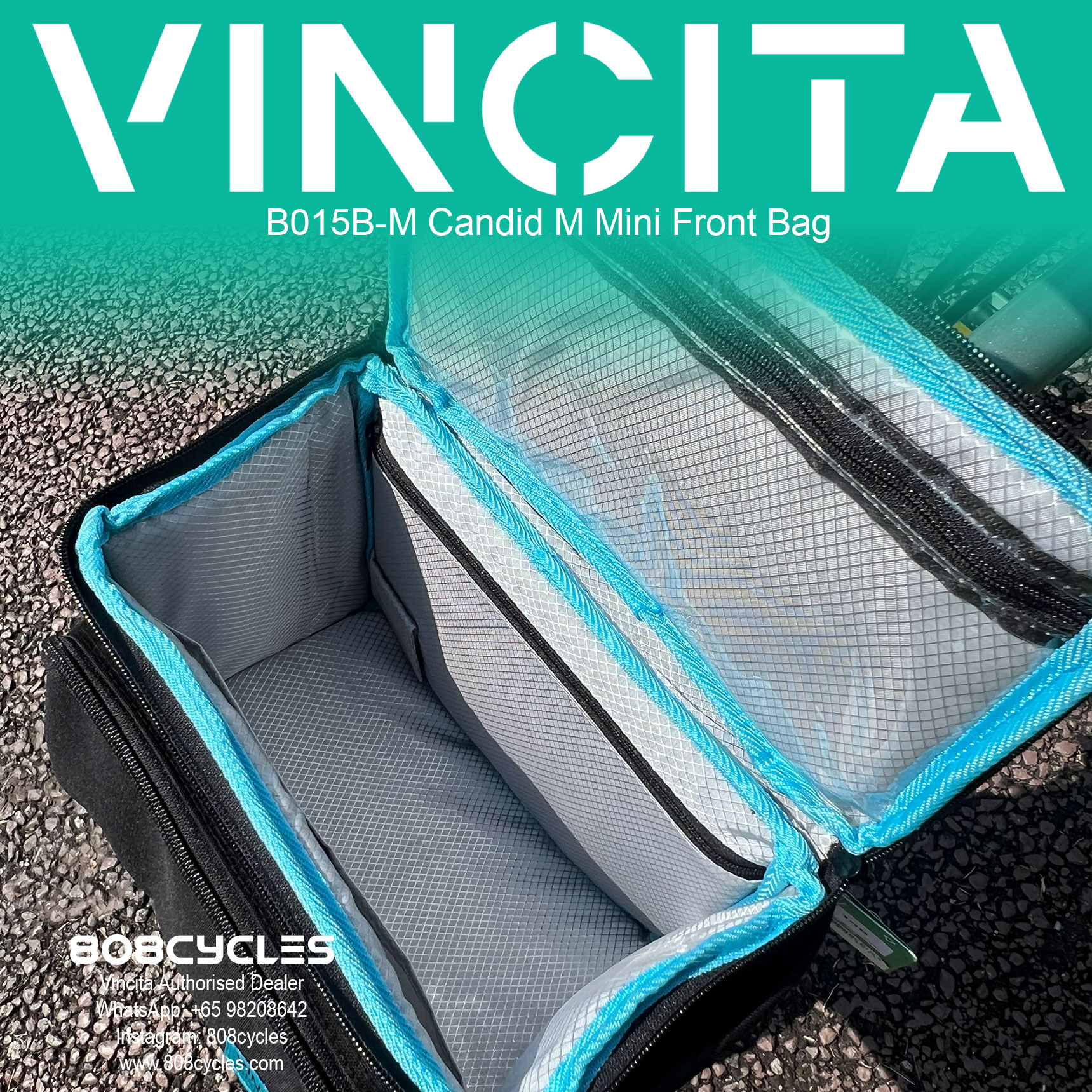 Vincita B015B-M Candid M 5.5L Front Bag for Brompton - Image 10