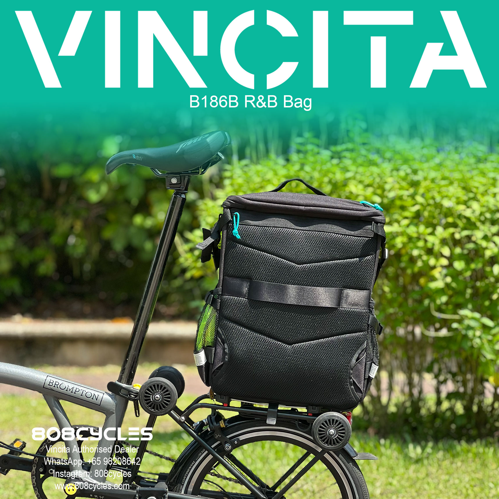 Vincita B186B R&B 23L Rack Bag and Backpack for Brompton - Image 2