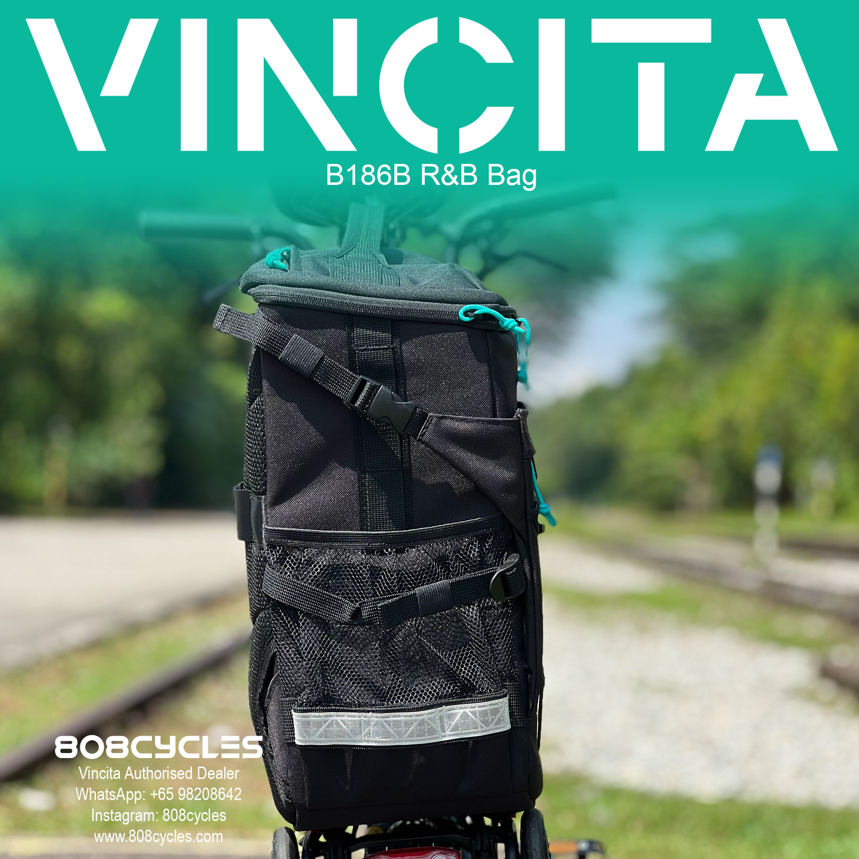 Vincita B186B R&B 23L Rack Bag and Backpack for Brompton - Image 3