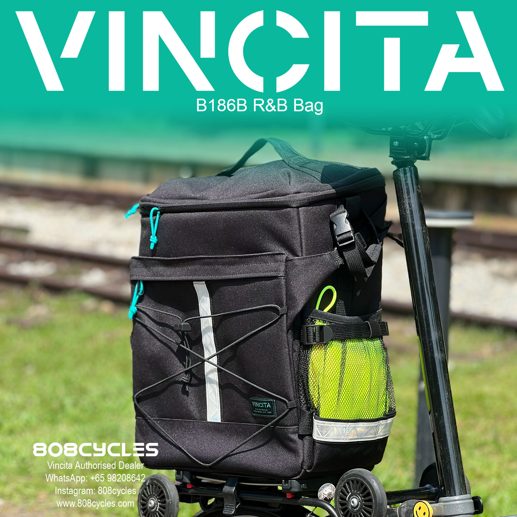 Vincita B186B R&B 23L Rack Bag and Backpack for Brompton - Image 4
