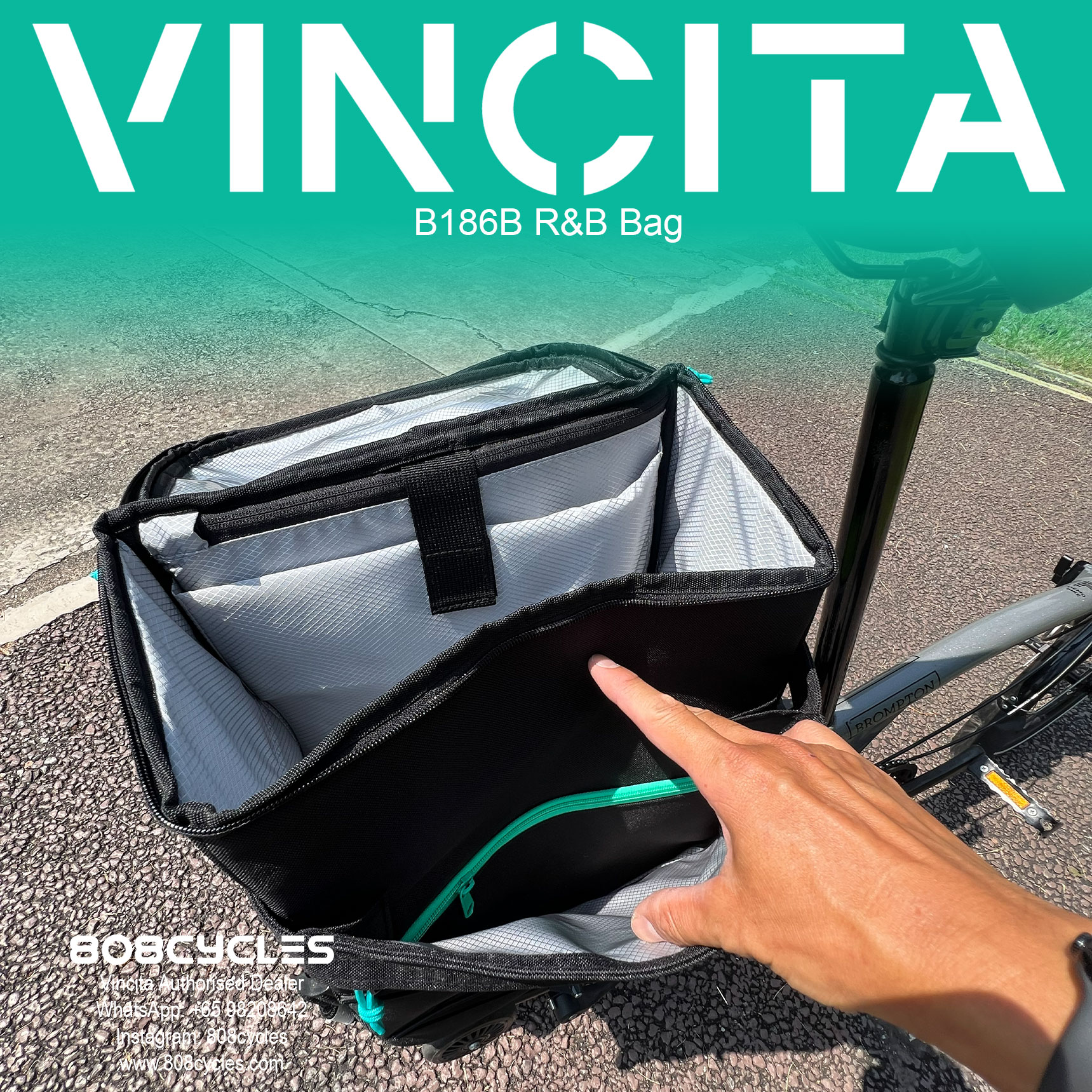 Vincita B186B R&B 23L Rack Bag and Backpack for Brompton - Image 7