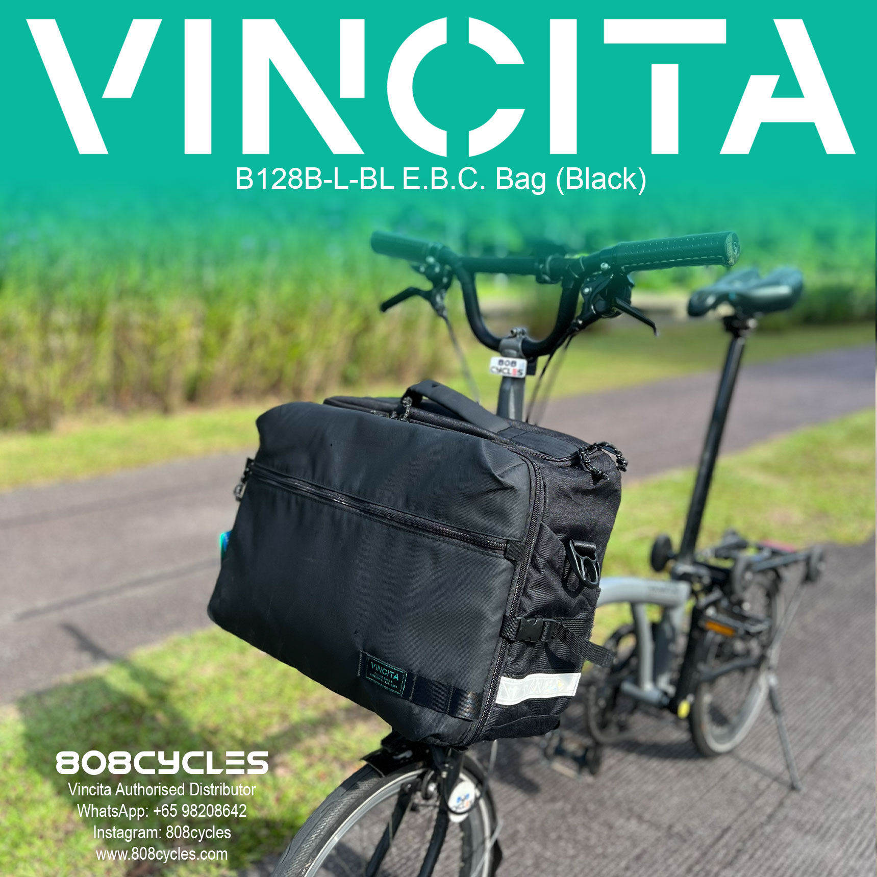 Vincita B128B-L Everyday Bike Carry 17L Bag for Brompton - Image 3