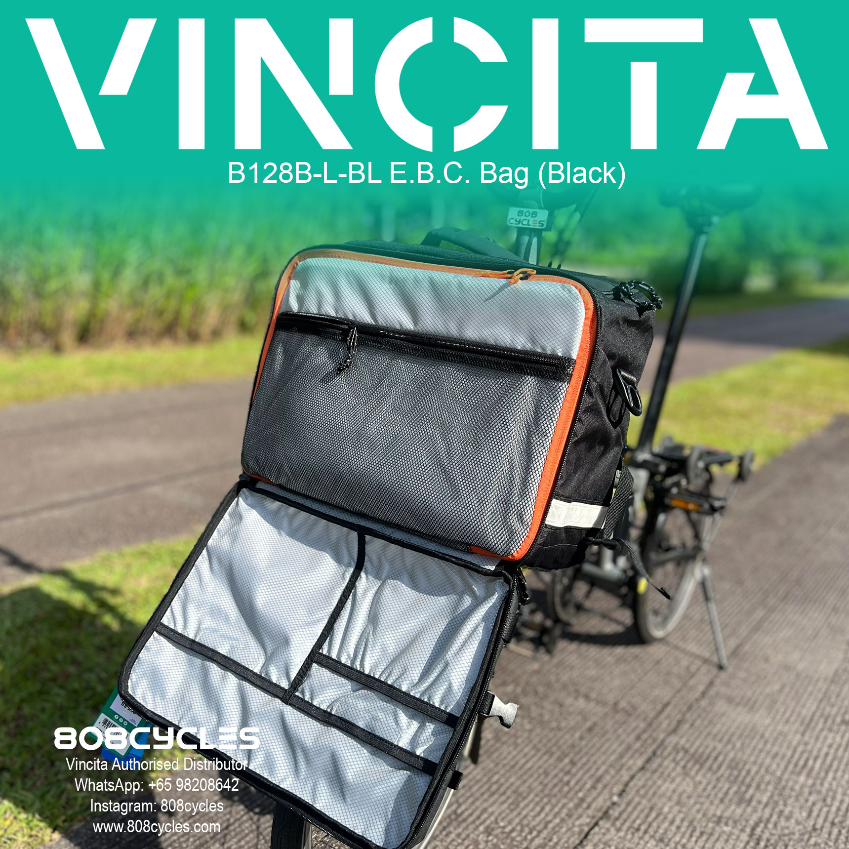 Vincita B128B-L Everyday Bike Carry 17L Bag for Brompton - Image 5