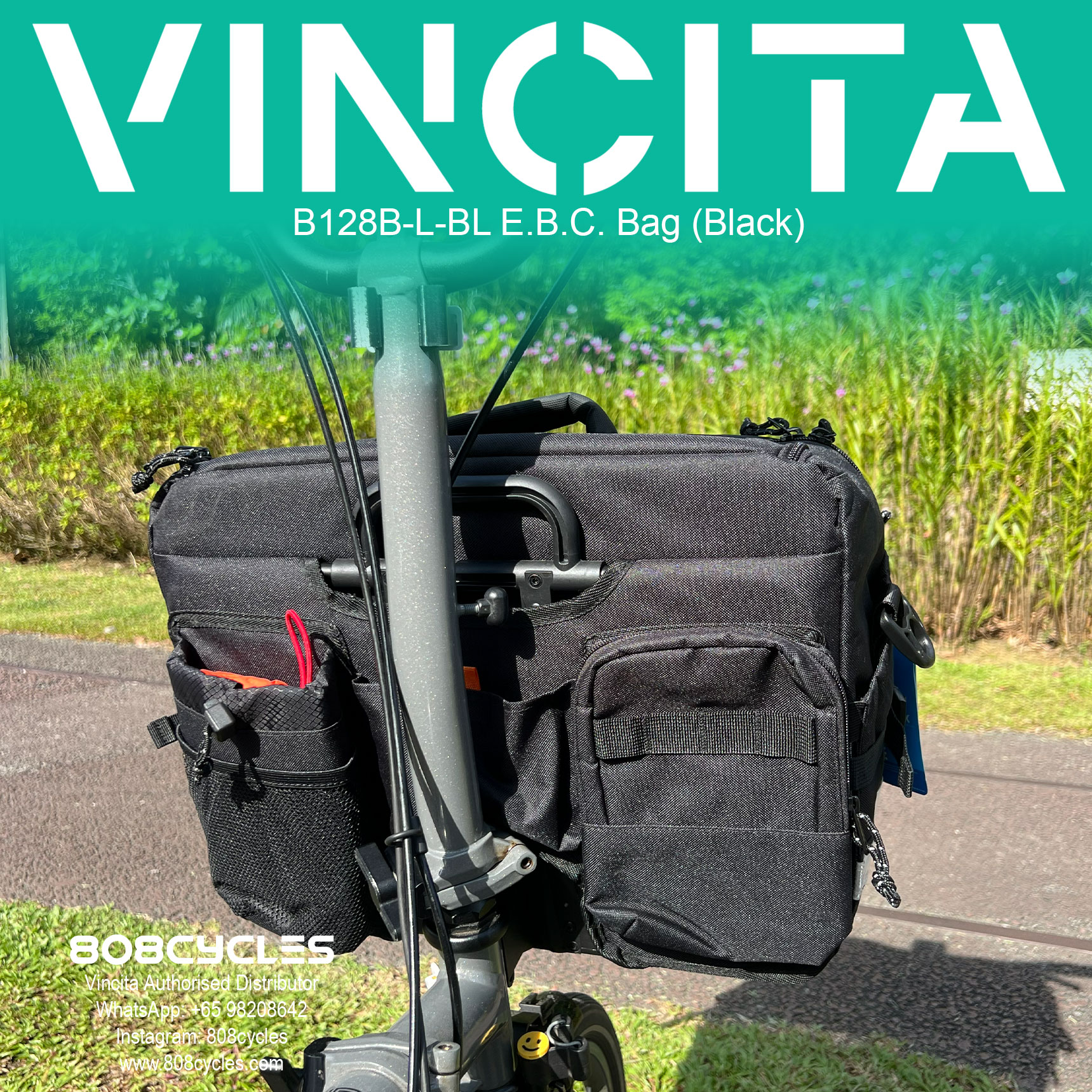 Vincita B128B-L Everyday Bike Carry 17L Bag for Brompton - Image 7
