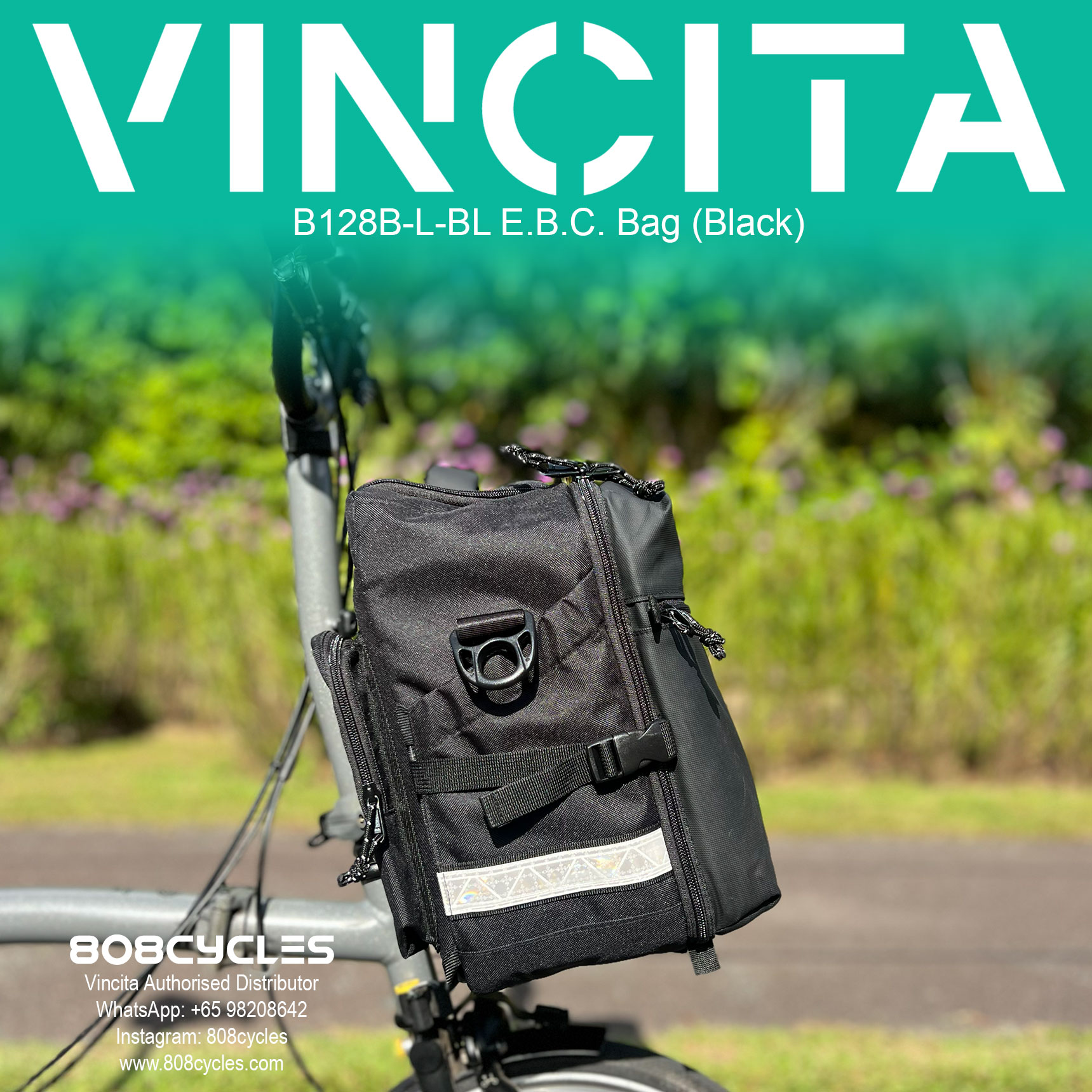Vincita B128B-L Everyday Bike Carry 17L Bag for Brompton - Image 8