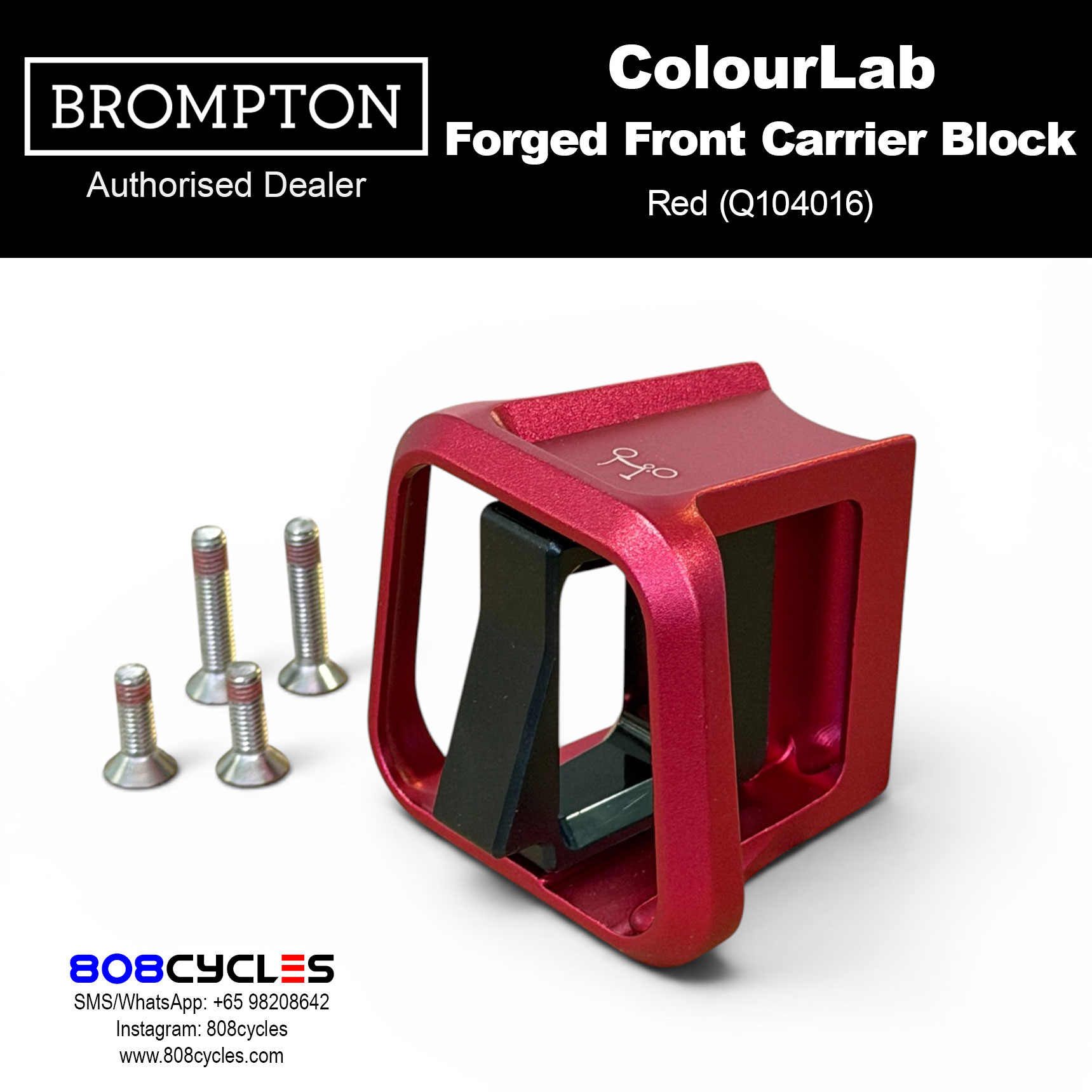 Brompton ColourLab Forged Front Carrier Block – Red (Q104016)