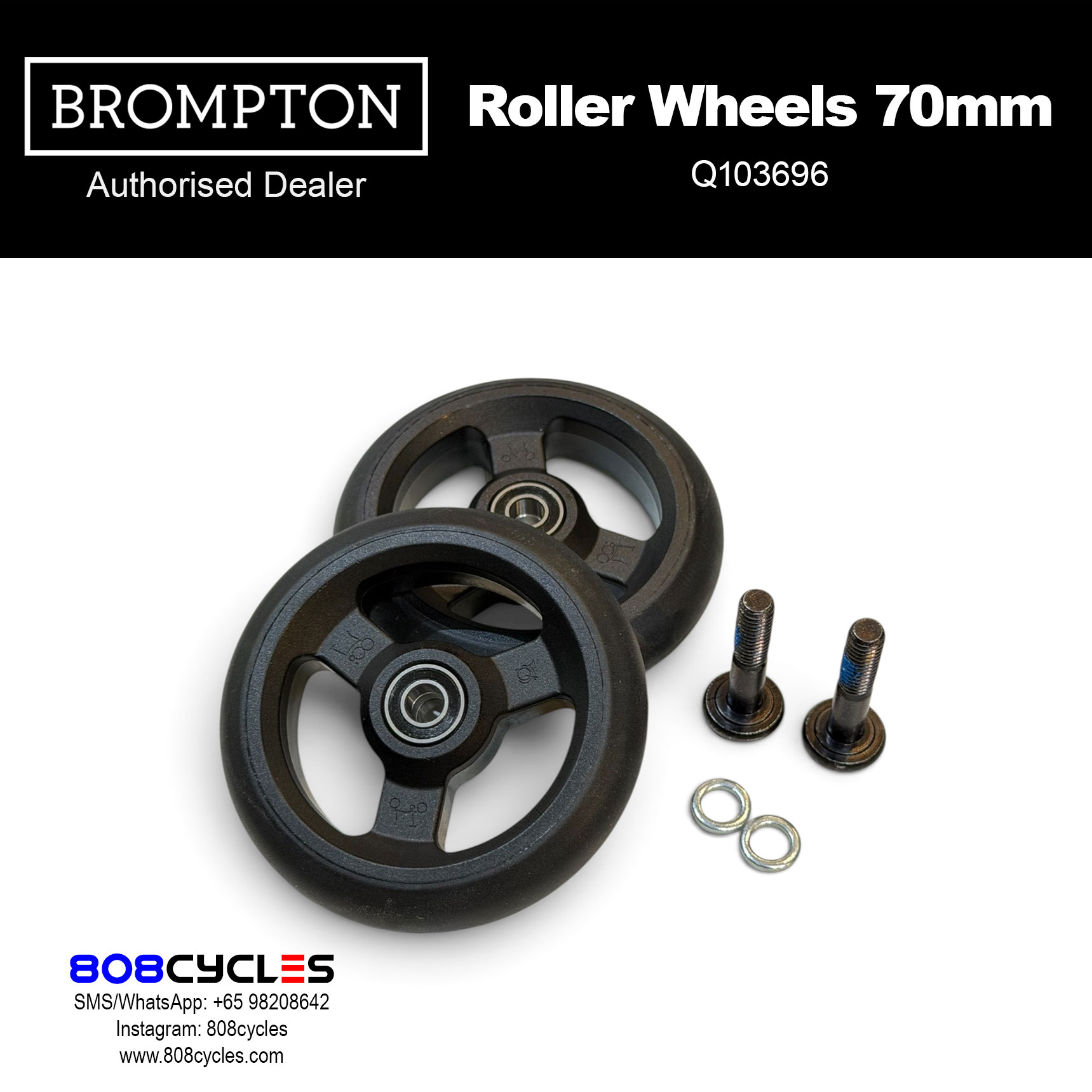 Brompton Roller Wheel Pair for G Line (70mm) Q103696