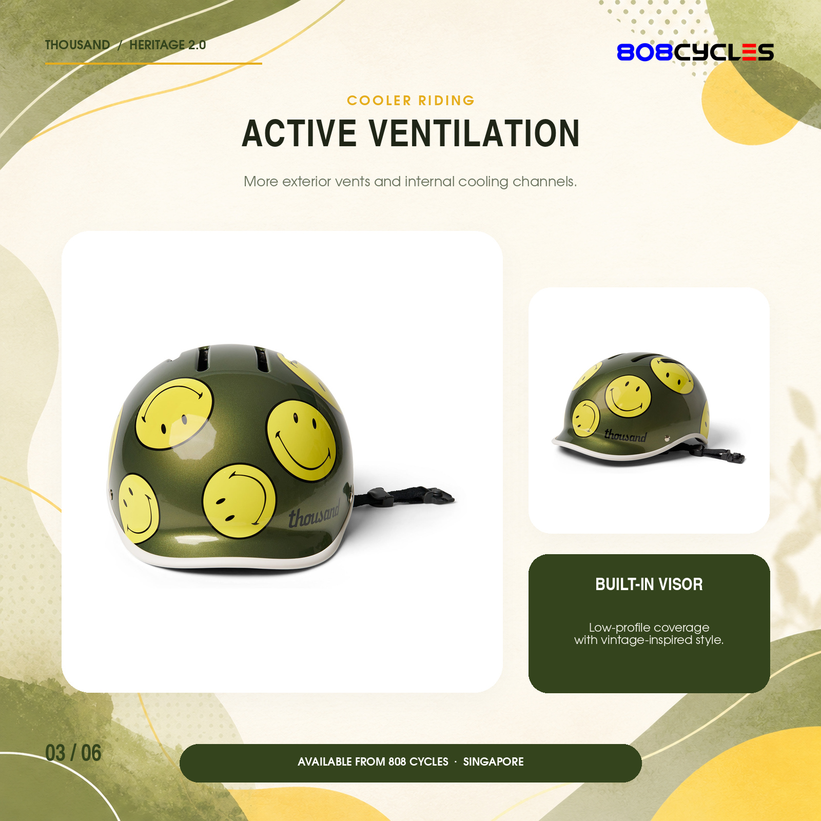 Thousand Heritage 2.0 Smiley® Happy Camper Bike & Skate Helmet - Image 6