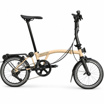 Brompton P Line Mk2 M12R 12-speed Dune Sand on white background