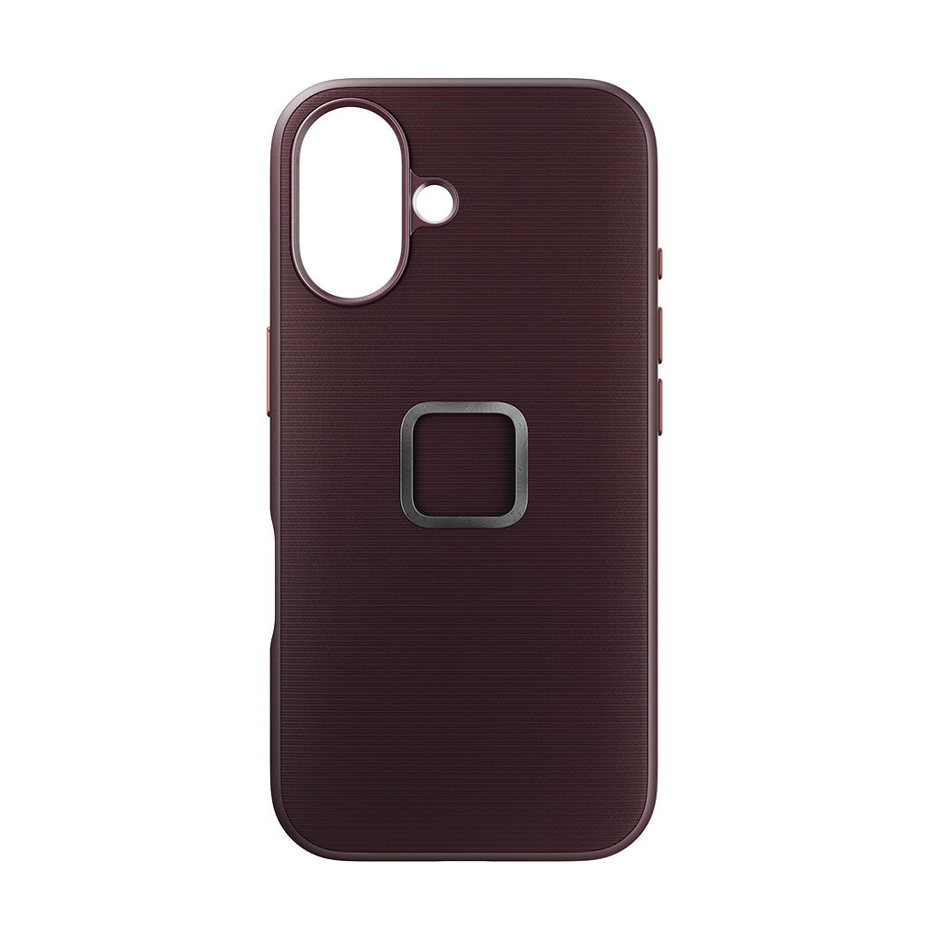 Peak Design iPhone 16 fabric case in Eclipse, rear view on white background