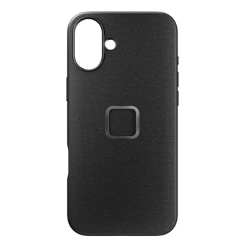 Peak Design fabric case for iPhone 16 Plus in Charcoal, rear view