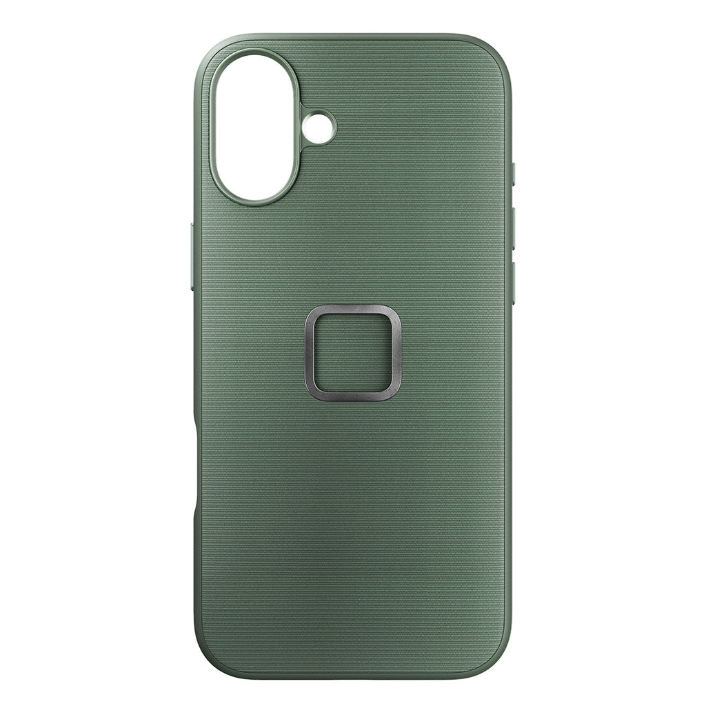 Peak Design fabric case for iPhone 16 Plus in Sage, rear view