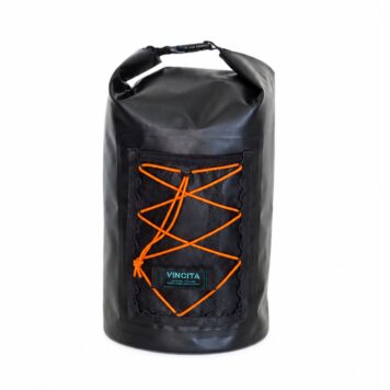 Black Vincita Orbit Tube Pannier, right-side bag shown; listing includes one left and one right bag